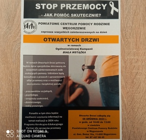 plakat kampania biała wstążka informacje odnośnie spotkania
