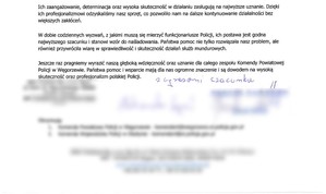 Podziękowania dla węgorzewskich policjantów